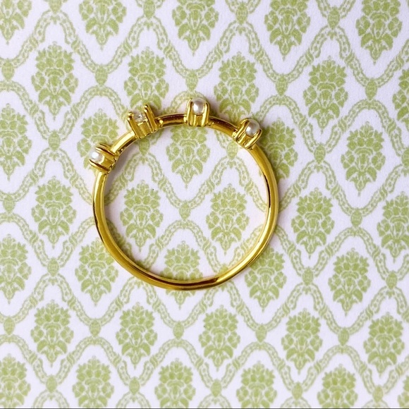 Tiny Pearls and Crystal 18k Gold Plated S925 Ring - Picture 4 of 7